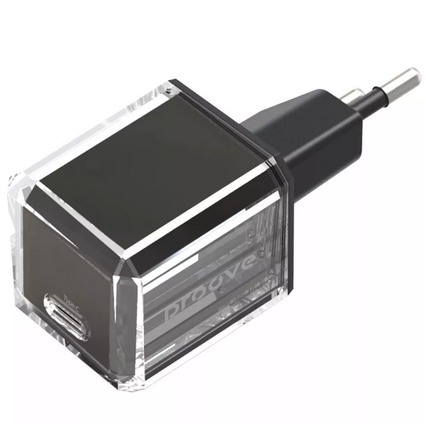 Сетевое зарядное устройство с поддержкой быстрой зарядки Proove Pure GaN 30W (Type-C). Компактный зарядный адаптер для смартфонов и повербанков 0189 фото