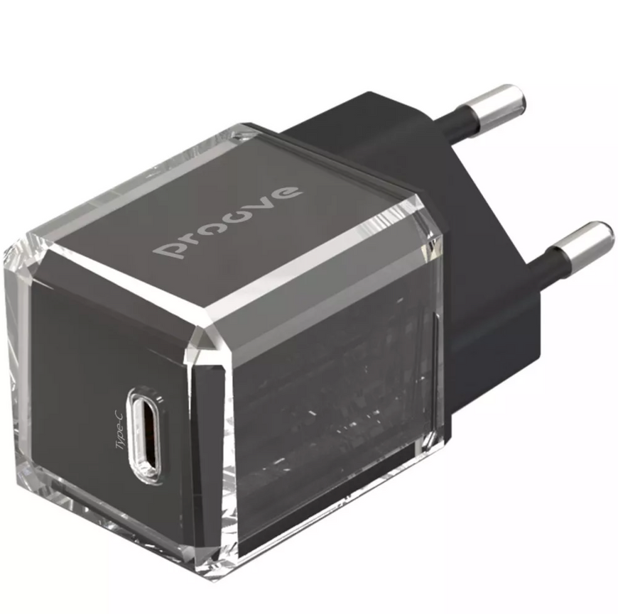 Сетевое зарядное устройство с поддержкой быстрой зарядки Proove Pure GaN 30W (Type-C). Компактный зарядный адаптер для смартфонов и повербанков 0189 фото