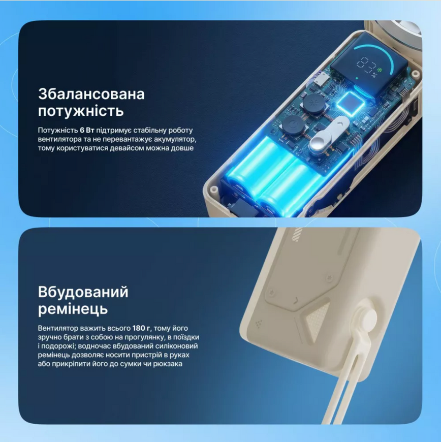 Портативный ручной вентилятор Proove Fresher. Мини-вентилятор с охлаждающей пластиной и эффектом льда 0498 фото