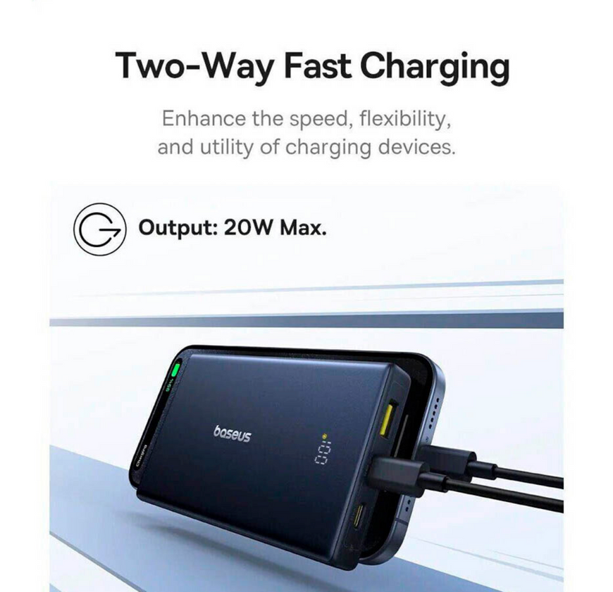 Зовнішній акумулятор Baseus PicoGo 10000mAh 20W з дисплеєм. Компактна швидка зарядка для iPhone та Android 0187 фото