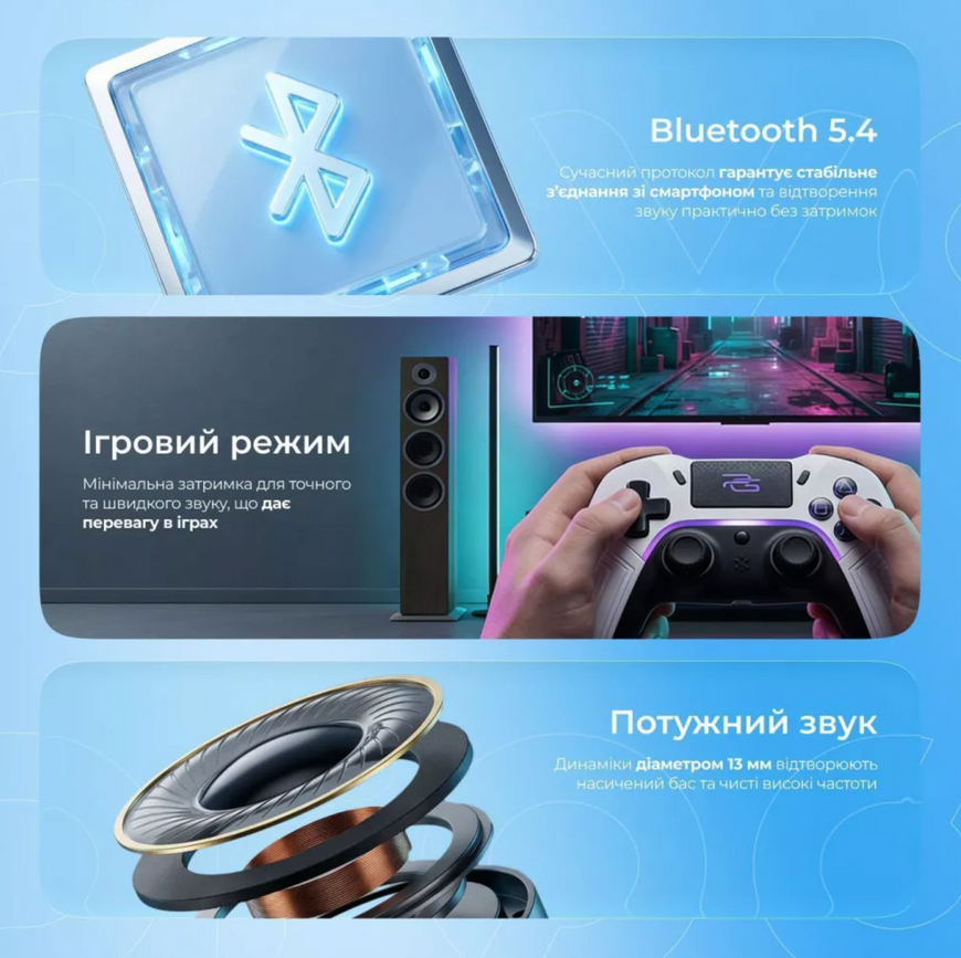Бездротові вакуумні навушники Proove Tempo TWS з активним шумозаглушенням ANC 0186 фото