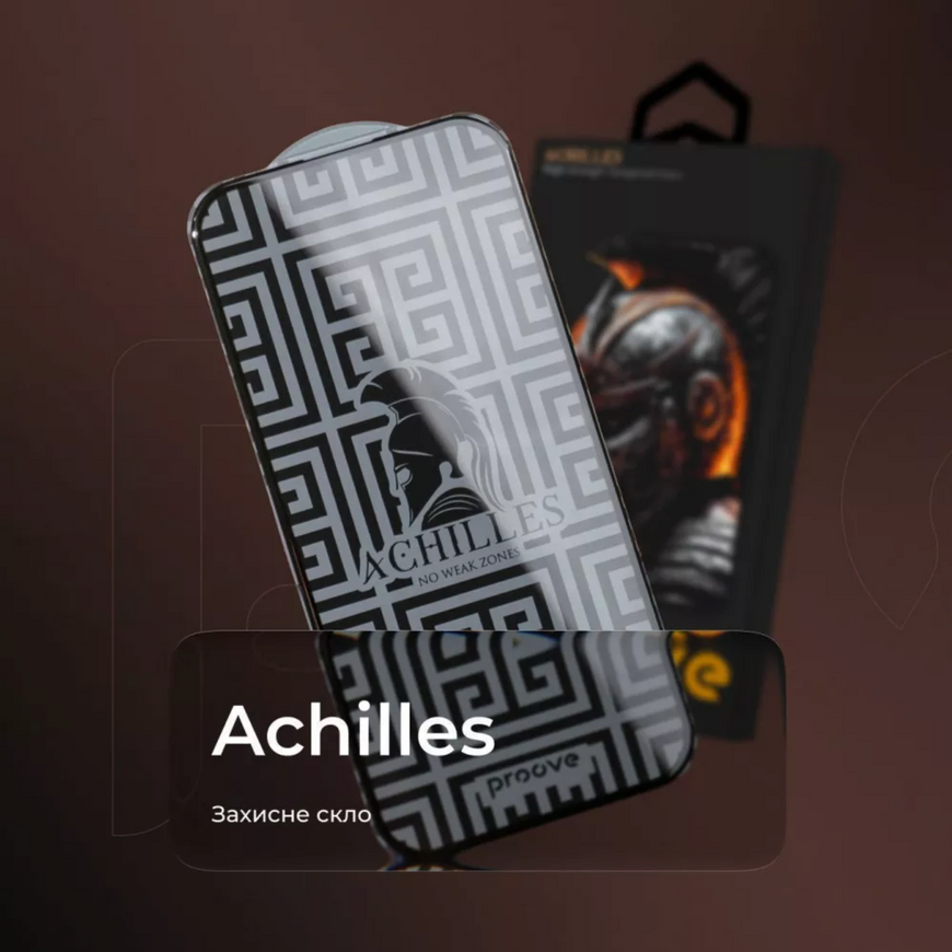 Преміальне загартоване захисне скло Proove Achilles  ефектом самоочищення для iPhone 17 Pro Max. Протиударне скло преміум-класу з аплікатором для самостійної поклейки 0489 фото