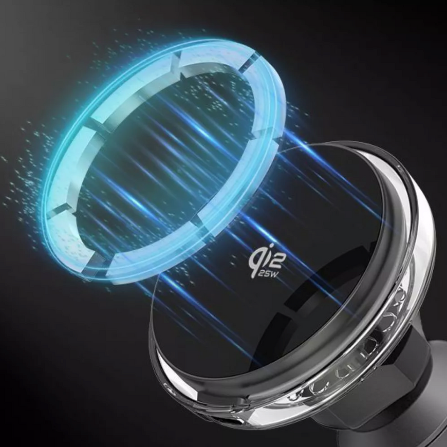 Proove Light Crystal Qi2.2 25W &mdash; автомобільний тримач із бездротовою зарядкою стандарту Qi2.2 і стильною RGB підсвіткою 0707 фото