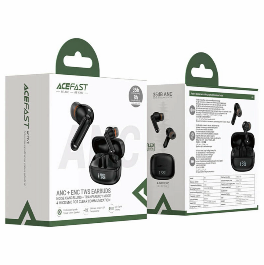Беспроводные вакуумные наушники Acefast W1 ANC с шумоподавлением и мощным басом 0378 фото