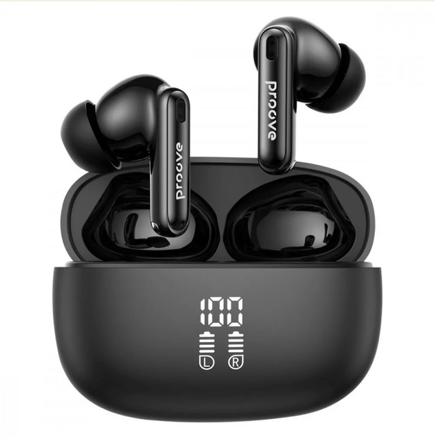 Беспроводные Bluetooth-наушники Proove Intro Pro с активным шумоподавлением ANC и LED-дисплеем. Беспроводные вакуумные блютуз-наушники. 0359 фото
