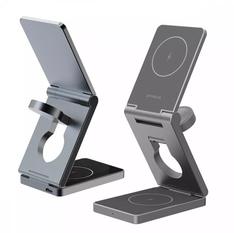 Беспроводная зарядная станция Proove Titan Volt 3 in 1 с технологией Magnetic Ring. Быстрая беспроводная зарядка для телефона, часов и наушников 0160 фото
