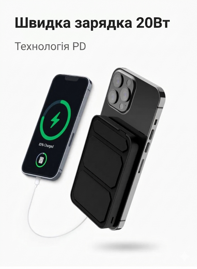 Портативний акумулятор Proove Hyperion 20W. Бездротова зарядка Qi та підтримка швидкого заряджання Power Delivery 0221 фото