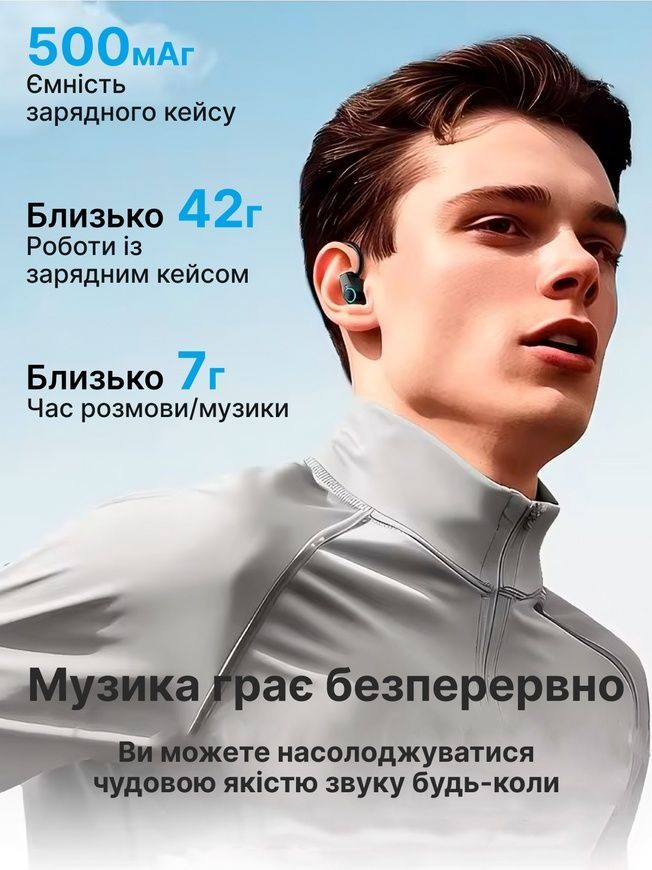 Вакуумні бездротові блютуз навушники для занять спортом та бігу - Hoco EQ8 Pure Joy 0362 фото