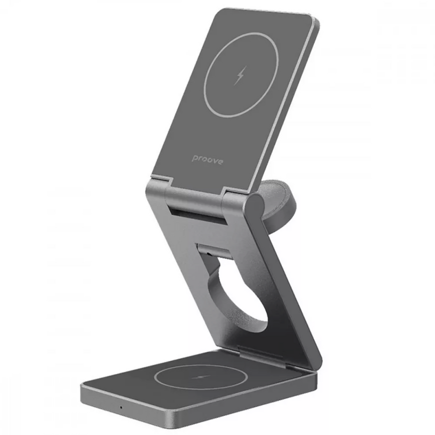Беспроводная зарядная станция Proove Titan Volt 3 in 1 с технологией Magnetic Ring. Быстрая беспроводная зарядка для телефона, часов и наушников 0160 фото