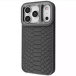 Шкіряний чохол Kajsa Snake Pattern з підтримкою Magnetic Ring для 17 Pro Max із захистом усіх бічних граней (gray)