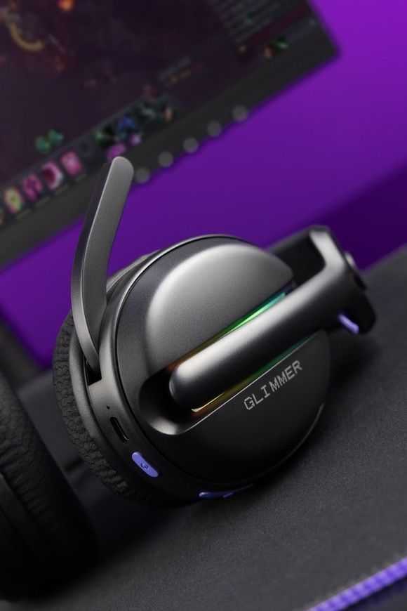Ігрові бездротові навушники Proove Gaming Glimmer. Геймерські навушники із вбудованим мікрофоном та RGB-підсвіткою  0716 фото