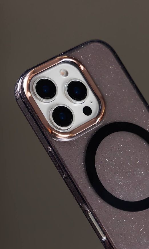 Чохол-накладка Proove Cuprum Case із захистом бічних граней та кнопок для 17 Pro Max. Магнітний прозорий чохол з ефектом мерехтіння 0513 фото