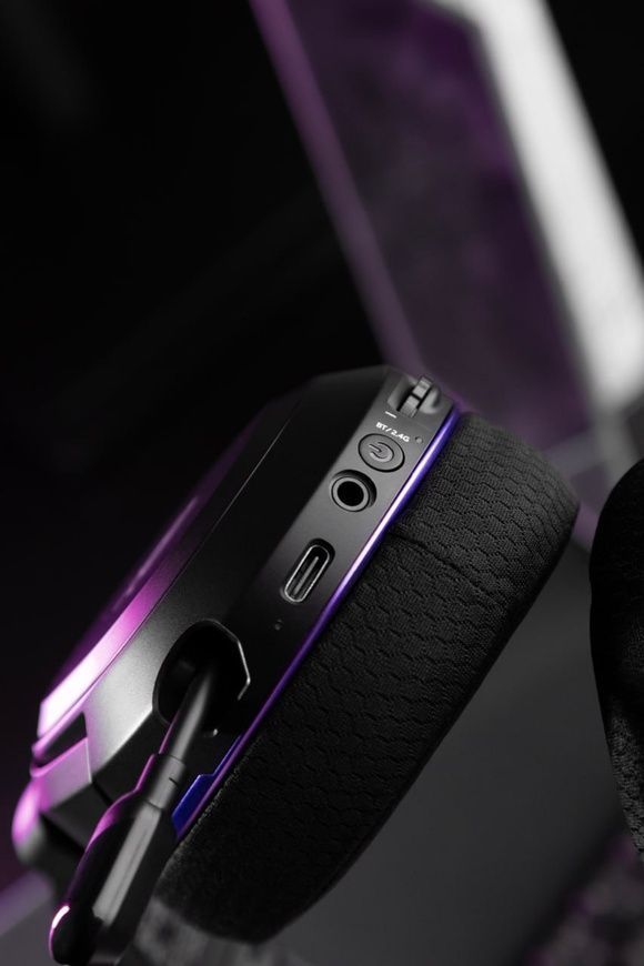 Беспроводная игровая гарнитура Proove Gaming Rapture BT5.4+ адаптер 2.4GHz. Беспроводные геймерские наушники со встроенным микрофоном, RGB-подсветкой и активным шумоподавлением ANC 0719 фото