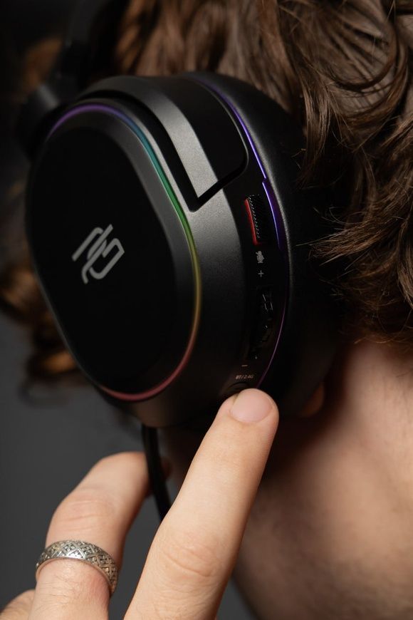 Беспроводная игровая гарнитура Proove Gaming Rapture BT5.4+ адаптер 2.4GHz. Беспроводные геймерские наушники со встроенным микрофоном, RGB-подсветкой и активным шумоподавлением ANC 0719 фото