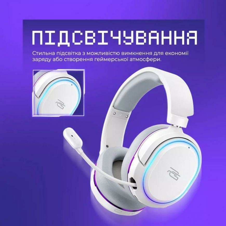 Геймерские наушники Proove Gaming Rapture. Игровые наушники со встроенным микрофоном, RGB-подсветкой и активным шумоподавлением ANC 0720 фото
