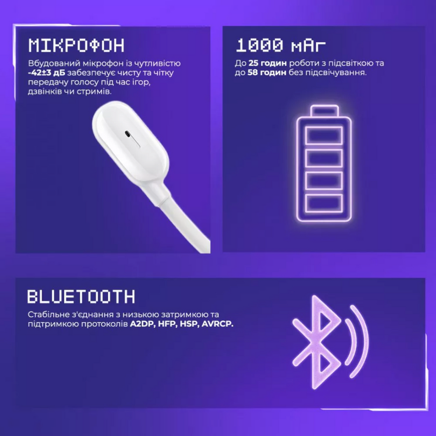 Геймерские наушники Proove Gaming Rapture. Игровые наушники со встроенным микрофоном, RGB-подсветкой и активным шумоподавлением ANC 0720 фото